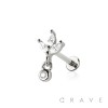 MULTI CZ MARQUISE WITH ROUND DANGLE CZ THREADLESS (PUSH IN) 316L SURGICAL STEEL LABRET SET